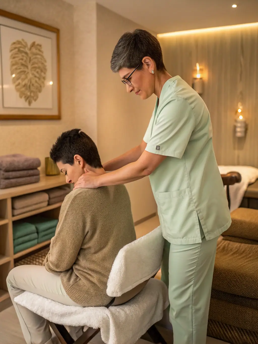 A sensual image showing soft hands gently massaging a person's back with aromatic oils, creating an atmosphere of relaxation and intimacy.